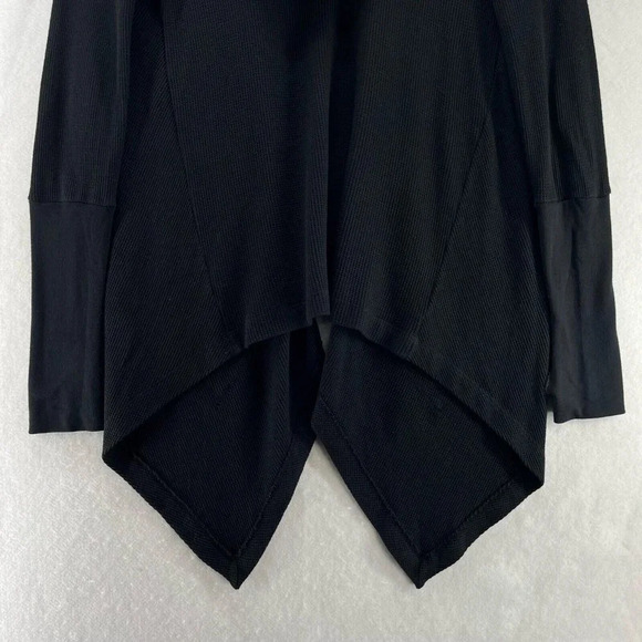Splendid Cardigan Sz XS  Open Front Hoodie Asymmetric Supima Blend Black - Picture 5 of 10